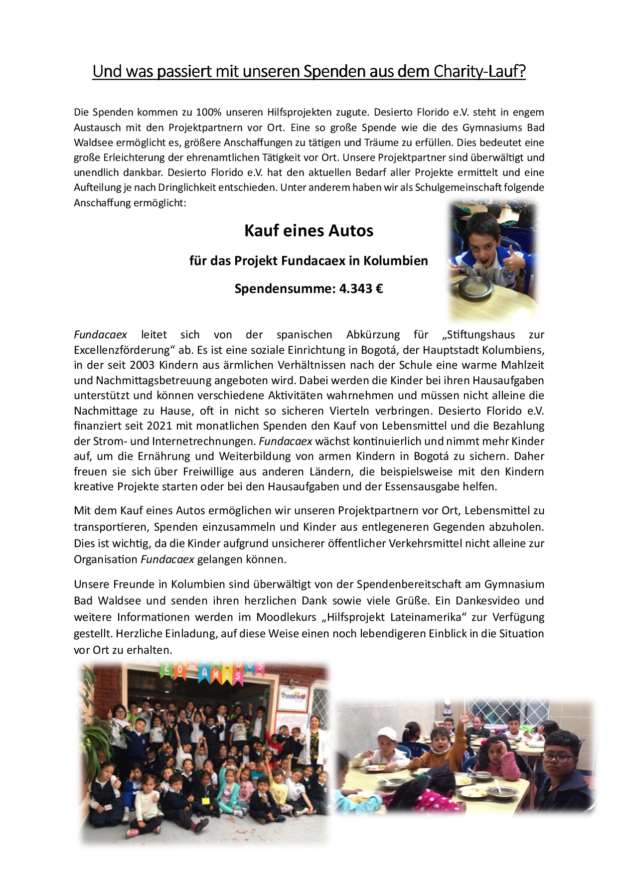 Kolumbien Fundacaex Charity Lauf 2023