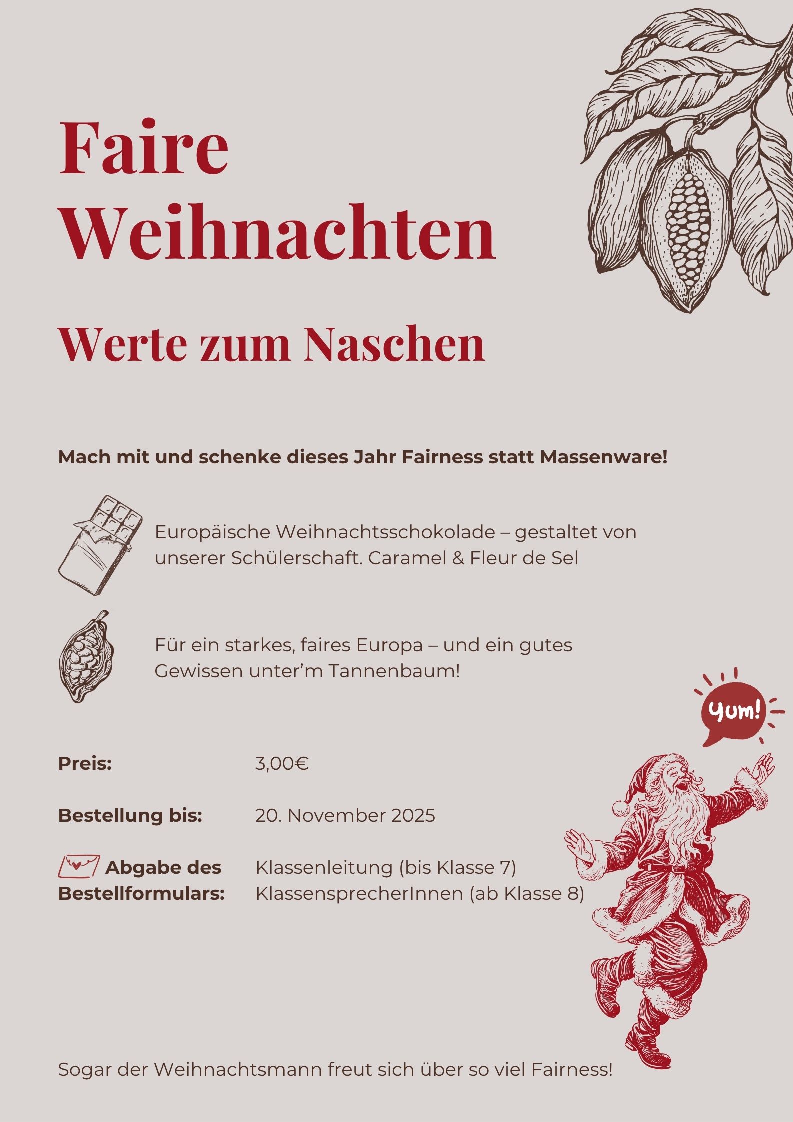 Faire Weihnachtsschokolade - ein Fairtradeprojekt der Nachhaltigkeitspatinnen